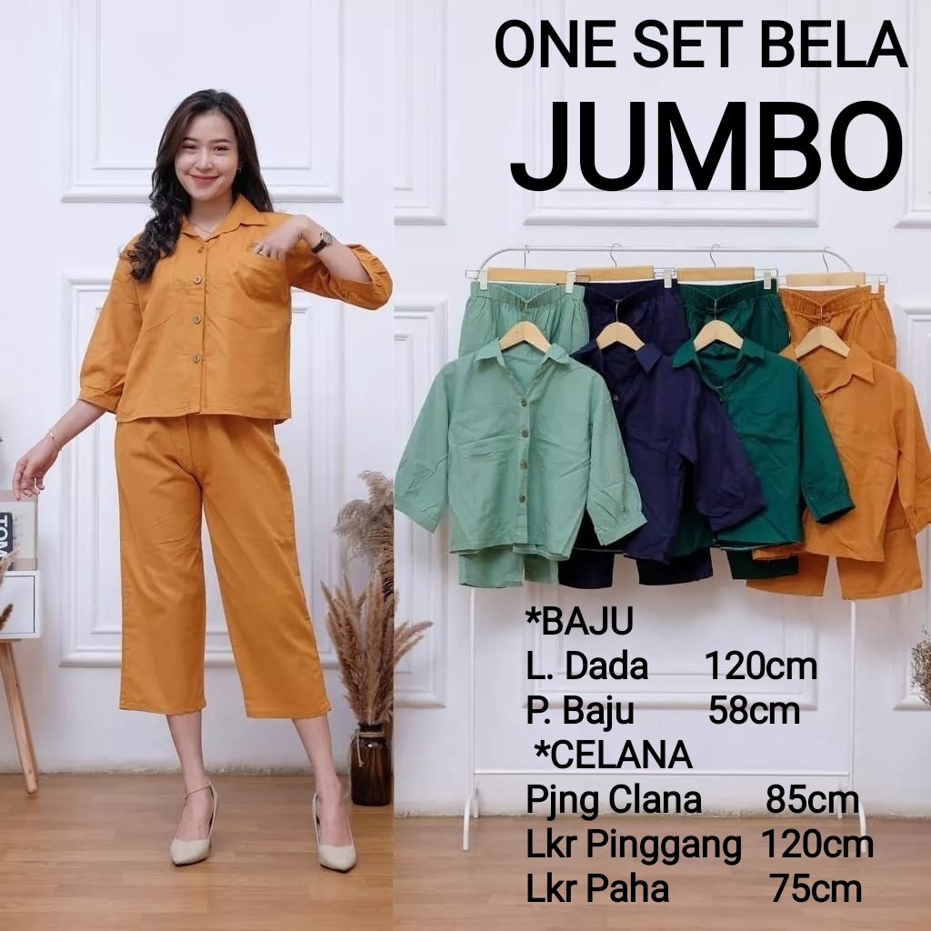 ONE SET CROP BELA JUMBO Setelan wanita terbaru, BUSUI  Atasan kulot, polos terbaru+Celana Kekinian