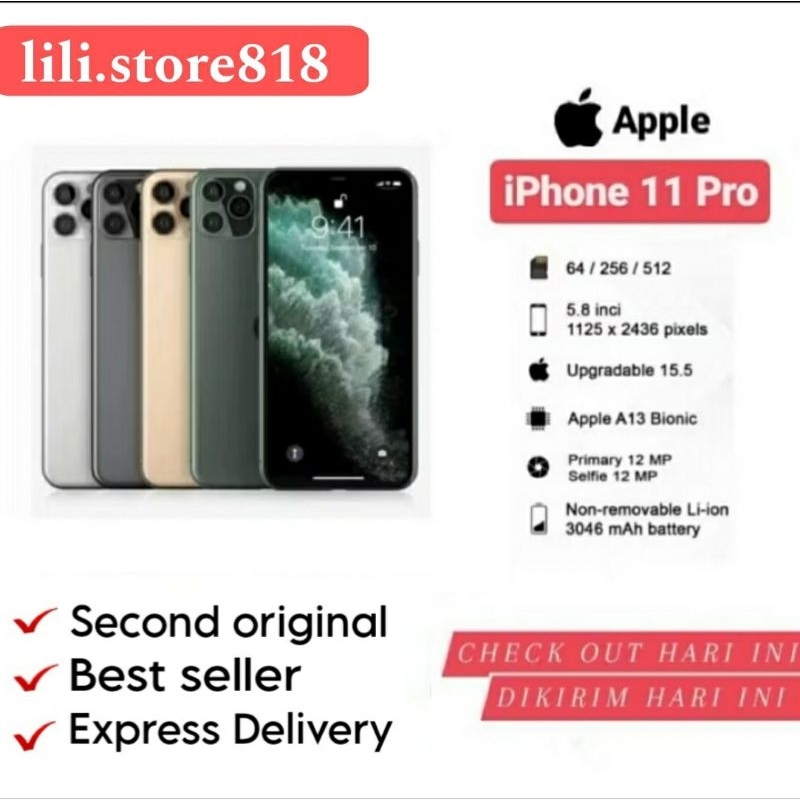 HP Apple iPhone 11Pro Dan 11Pro Max SECOND Original 100% Mulus Fullset