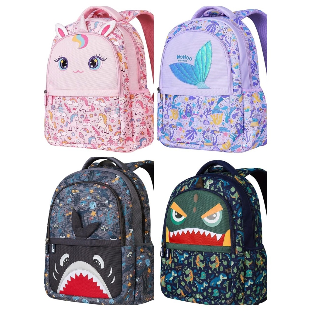 Nohoo Tas ransel anak Sekolah size Large - Dino, unicorn, shark, mermaid