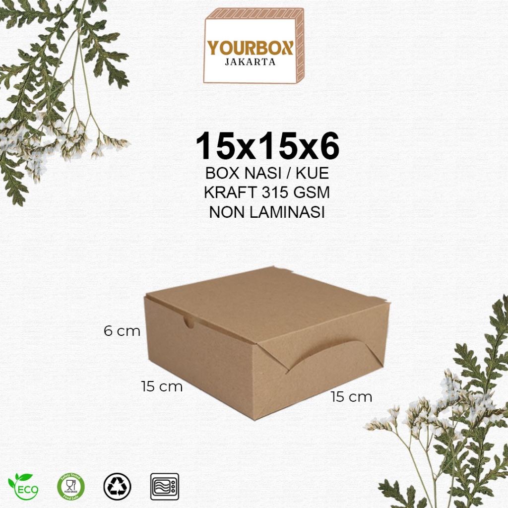 Box Dus Kotak Kue Pizza Nasi Kraft 15x15x6 TANPA LAMINASI