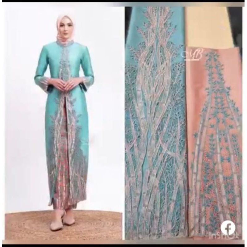 Bahan Baju Abaya Bordir Payet/Bahan Taveta Sutra/Motif Bordir-12