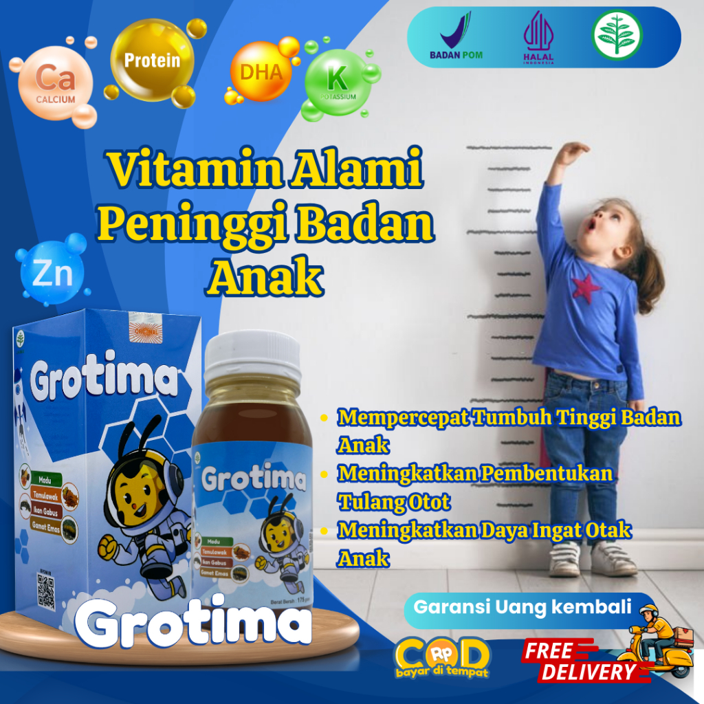 Vitamin Peninggi Badan Anak / Obat Tumbuh Tinggi Badan Anak / Vitamin Tinggi Badan Anak / Grotima Un