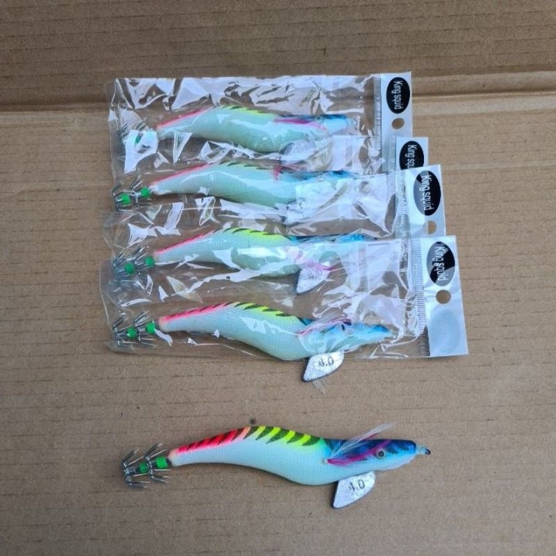 Umpan pancing cumi squid Jig 4.0 warna pelangi | udang cumi | udang pancing cumi