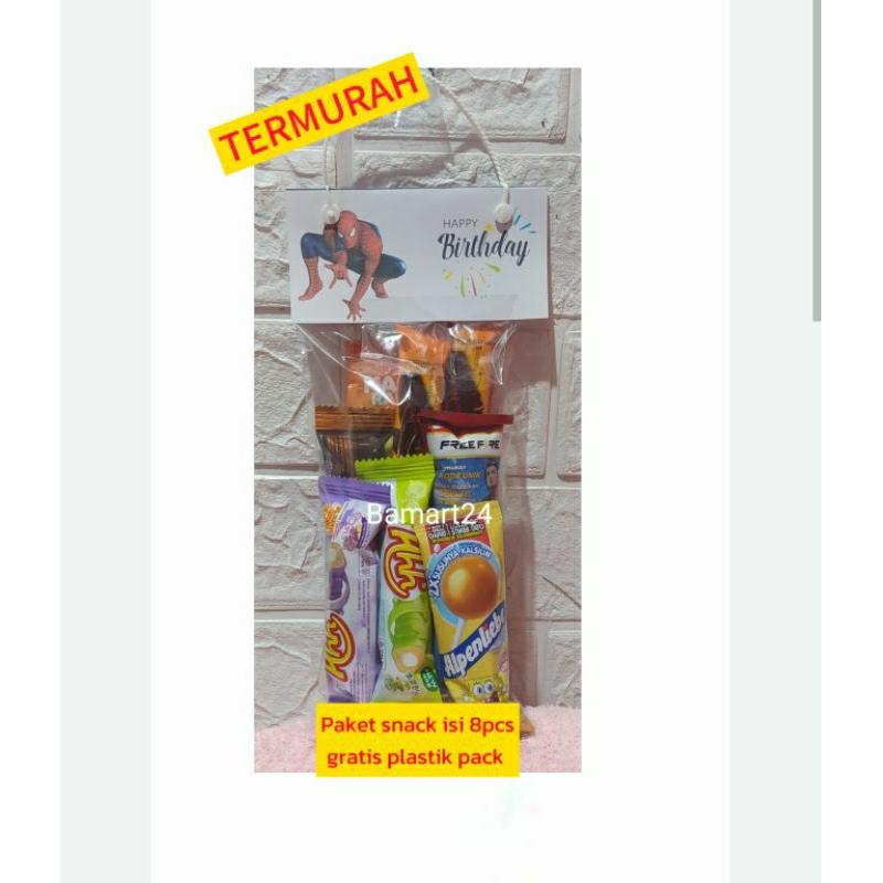 

PAKET SNACK ULANG TAHUN MURAH ISI 8 PCS GRATIS PLASTIK PACKING