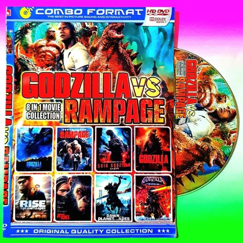 KASET KOLEKSI CAMPURAN FILM GODZILLA FILM RAMPAGE FILM RISE OF THE PLANET APES