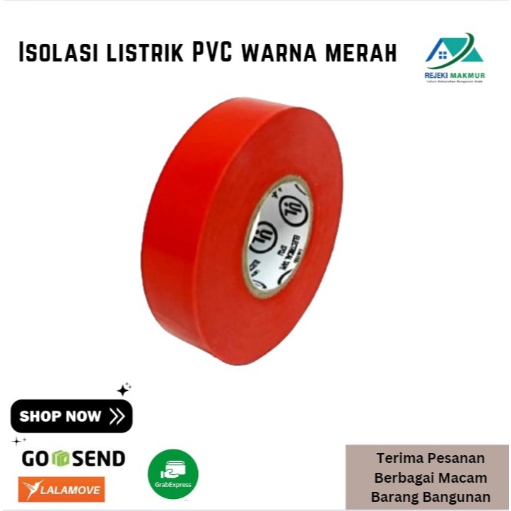 Isolasi listrik PVC warna merah