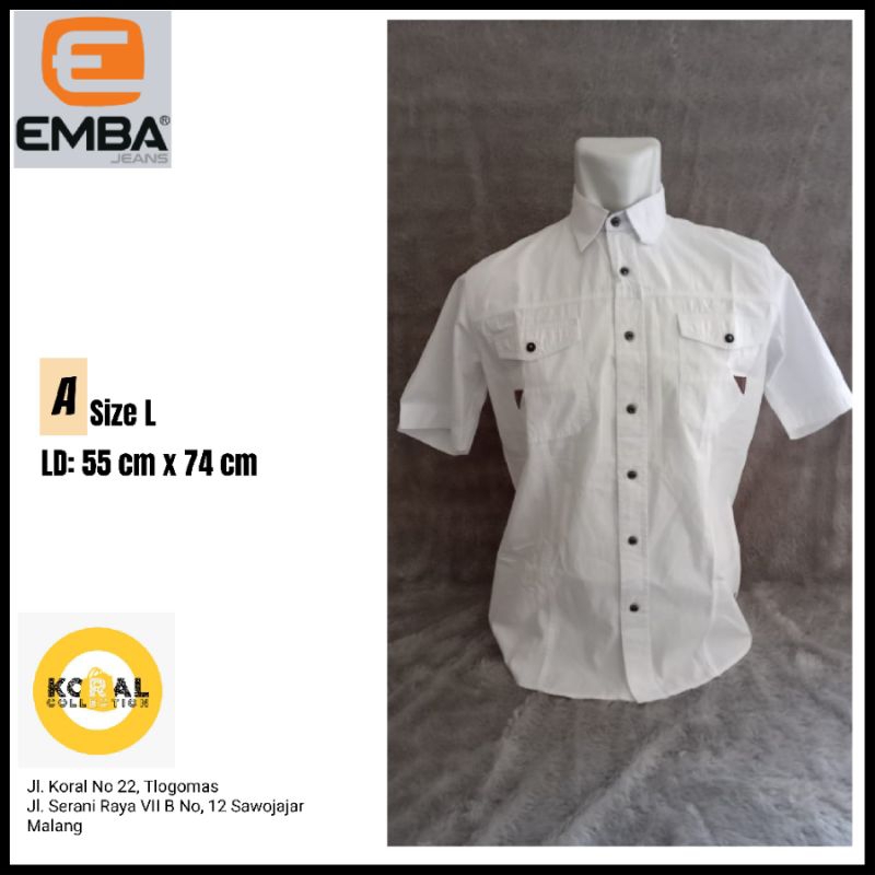 Kemeja Emba Putih Lengan Pendek