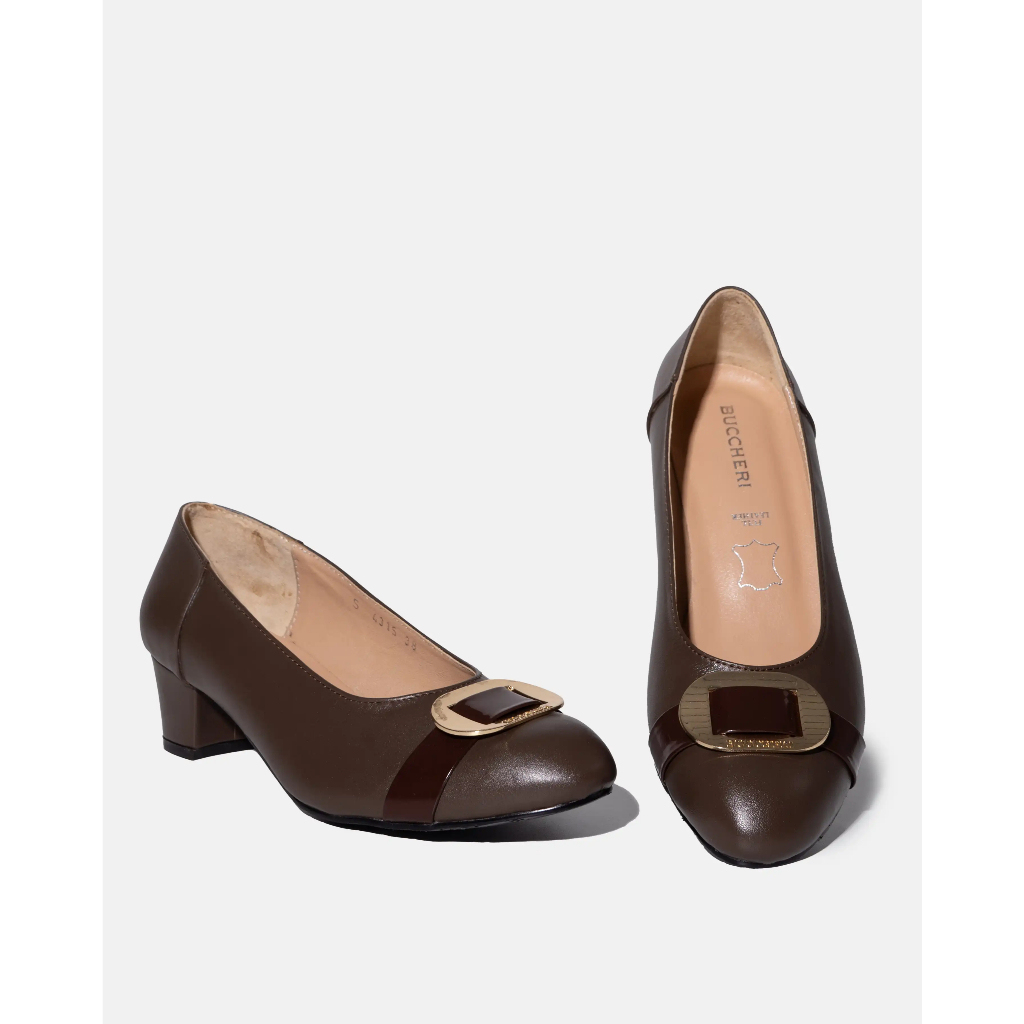 BUCCHERI SEPATU HEELS WANITA kulit -  s4315.
