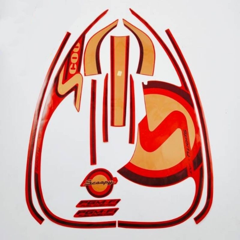 Striping lis sticker standar honda scoopy 2013 sporty body merah stiker scoopy merah 2013 sporty
