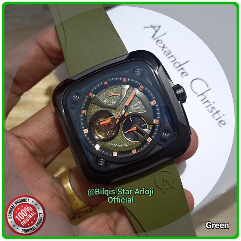 Alexandre Christie Automatic Kotak Ac 6577 MA Tali Karet Original