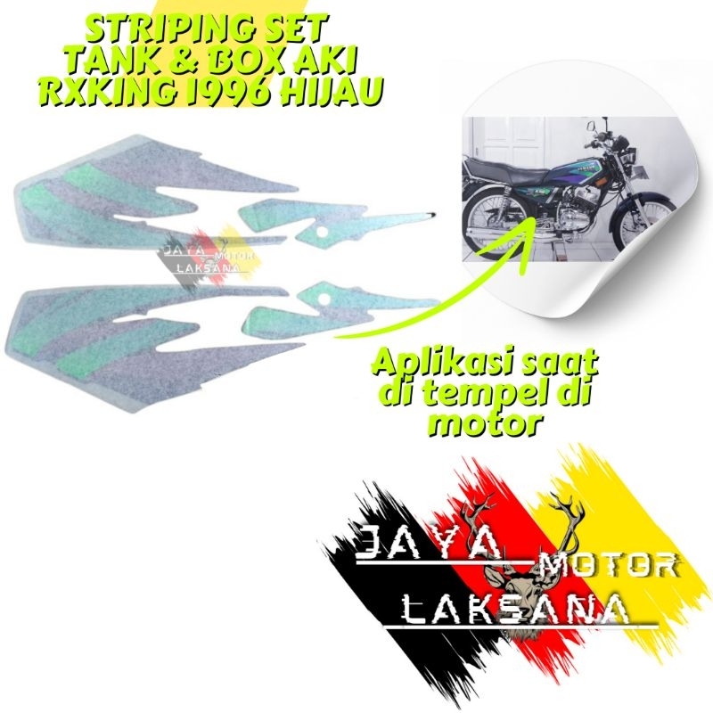 STRIPING LES LIS STICKER LOGO YAMAHA TANGKI TENK TENGKI DAN BOX AKI RX KING RXKING MASTER HIJAU TAHU