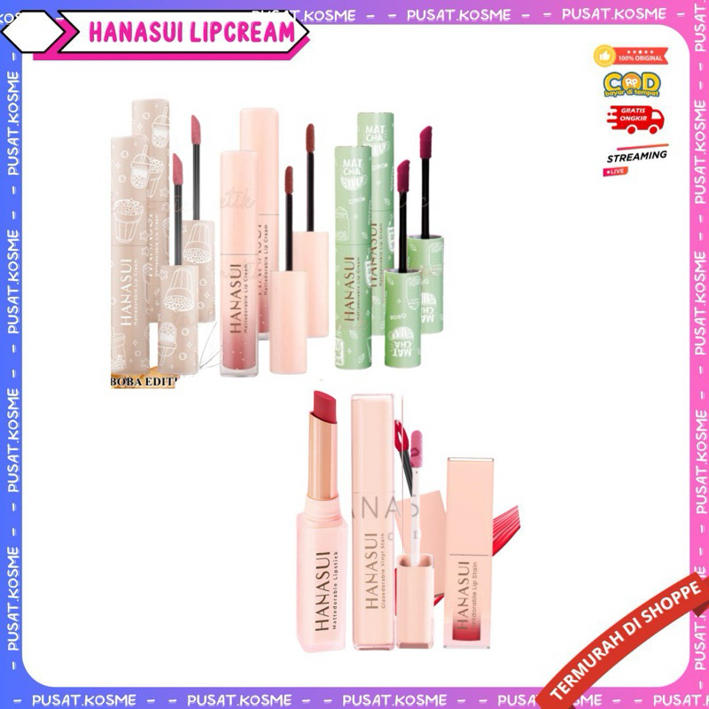 HANASUI BOBA EDITION | MATTEDORABLE LIP CREAM  | HANASUI LIP MATCHA | TINTDORABLE LIP TINT |  HANASU