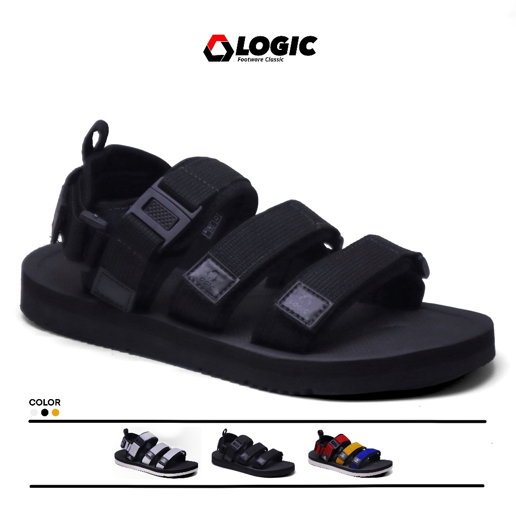 Logic - Sandal Pria Fresco Series Full Black Gunung Casual