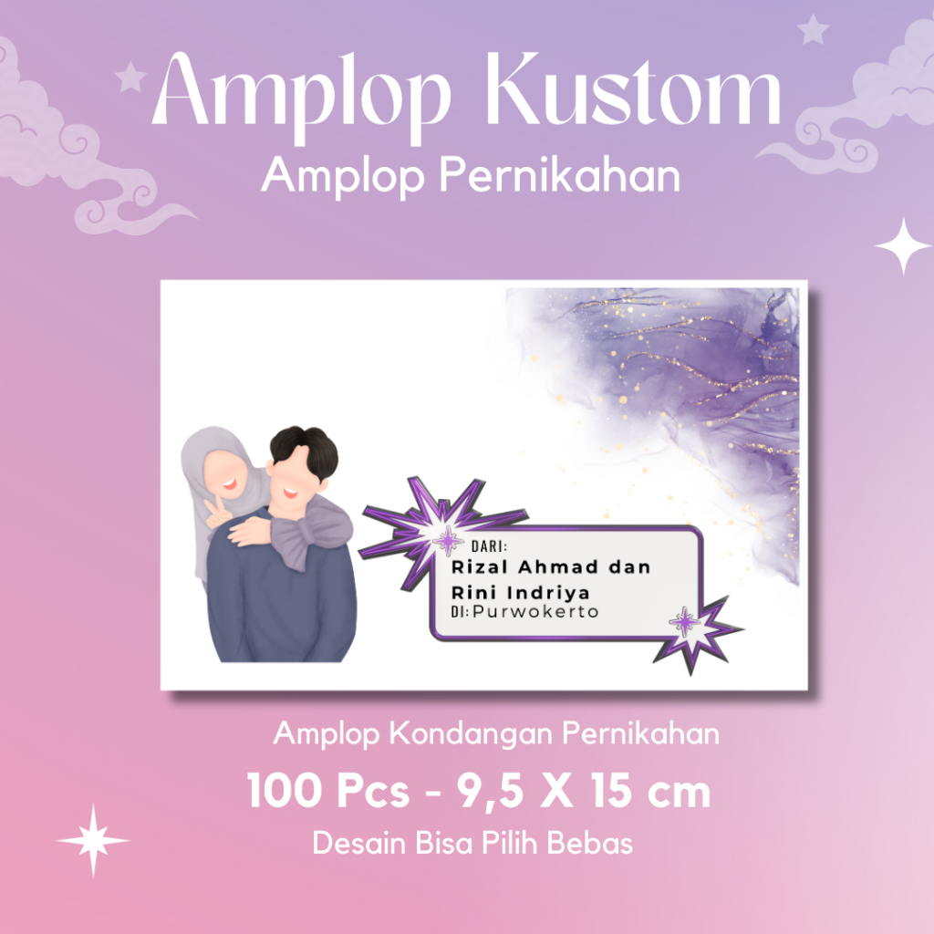 

Cetak amplop kondangan pernikahan kustom nama dan alamat 100 pcs