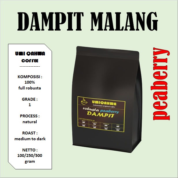 

Kopi DAMPIT PEABERRY Robusta 100/250/500 Gram Kopi Lanang Murni G1 Asli Malang UMI QAHWA