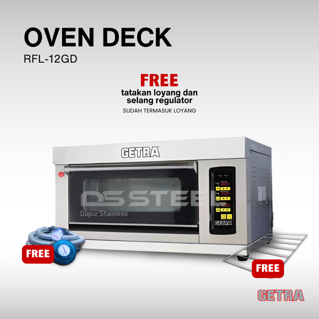 GETRA Gas Baking Oven RFL-12GD/RFL 12GD/RFL12/Oven Roti 1 Deck 2 Loyang/Oven Hemat Listrik FREE Sela