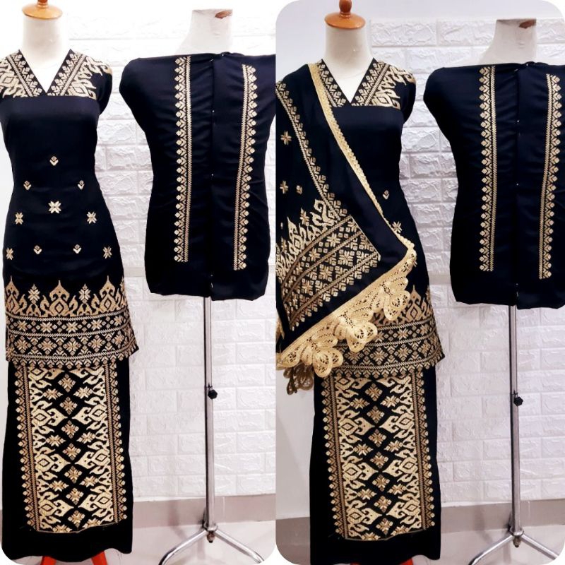 Bahan Baju Cople Bordir Set Selendang Motif Songket Melayu/Bahan Balotelli/Motif Bordir Songket Mela