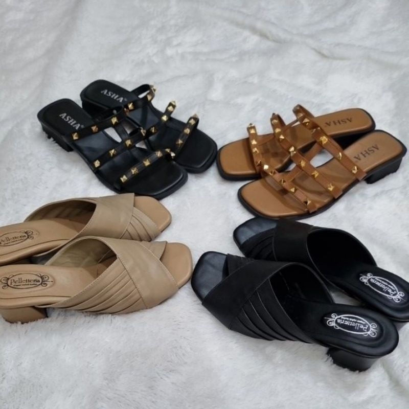 Sandal heels kulit asli