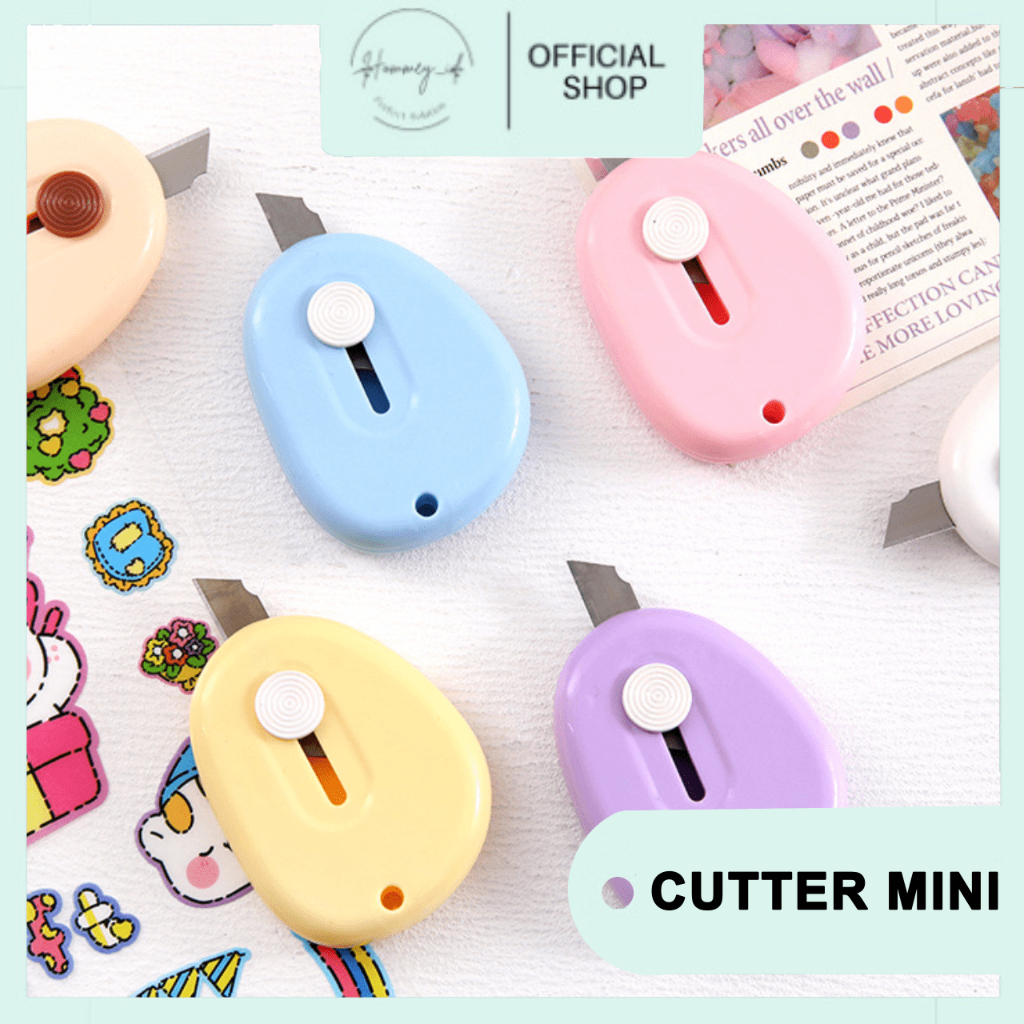 

HOMMEY ID - CUTTER MINI | MINI CUTTER | PISAU PEMOTONG MINI PORTABLE WARNA PASTEL PISAU TAJAM | CUTTER MINI | PISAU CUTTER MINI