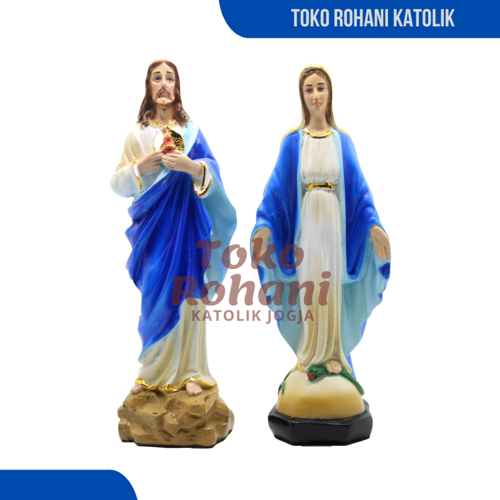 SEPASANG PATUNG BUNDA MARIA - YESUS 20 CM / PATUNG TUHAN YESUS / PATUNG MARIA / PATUNG KATOLIK