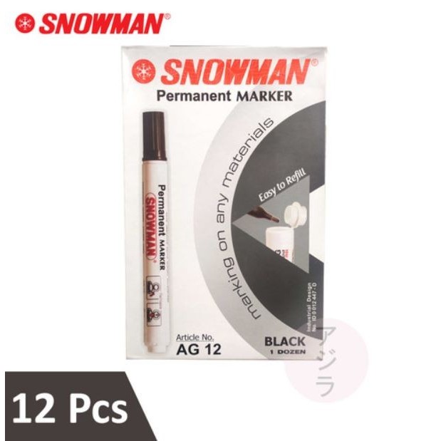 

Snowman Permanent Marker / Spidol Permanen Snowman G-12 - Hitam /Lusin