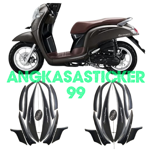 sticker striping body motor honda scoopy stylish 2018 matte brown
