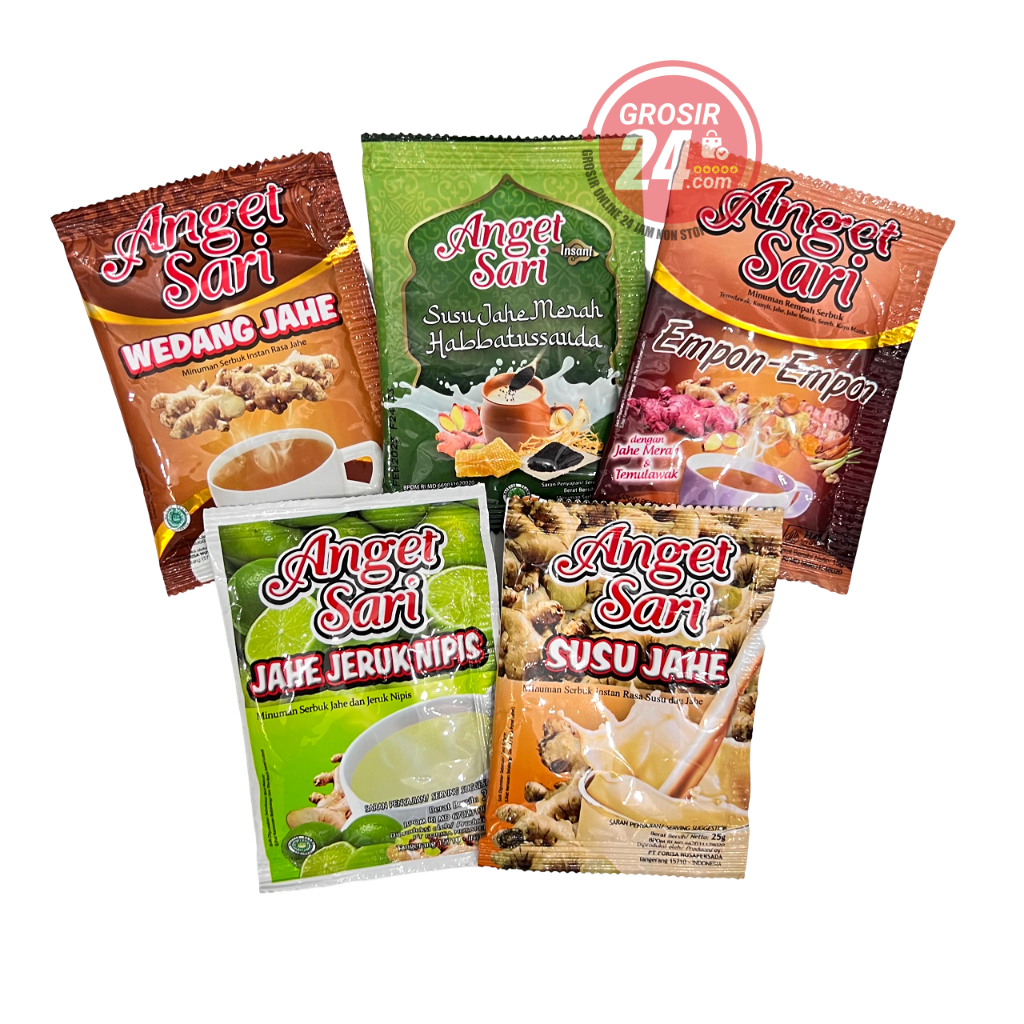 GROSIR24 - Anget Sari Sachet Minuman Serbuk Instan Jahe dan Rempah Aneka Varian, Empon-Empon, Jahe J