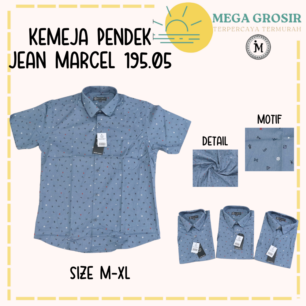 Kemeja Lengan PENDEK JEAN MARCEL 195.05 Slim Fit / Hem Kerja Kantor / Pakaian Formal Cowok