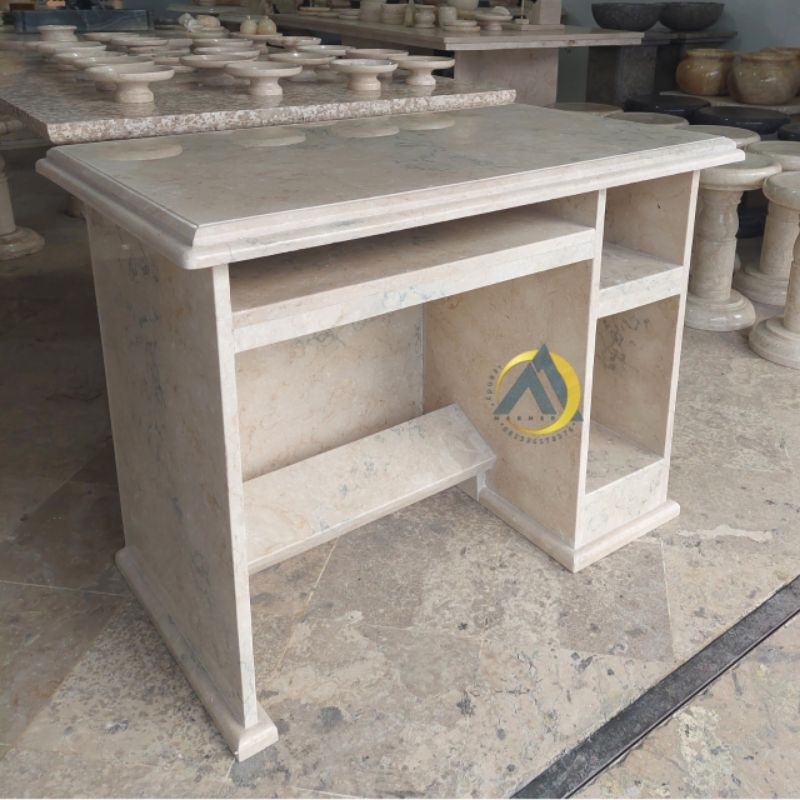 

Marmer putih krem berkualitas maja kerja kantor batu asli marmer kilap glossy dan rapi