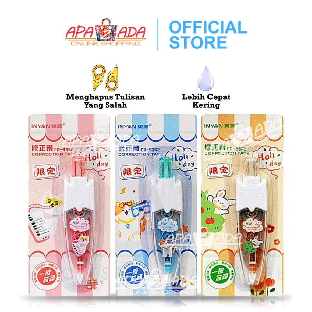 

Apazada - Correction Pen 6M Holiday Series / Pita Koreksi / Tip-ex kertas / Correction Tape CP-9362