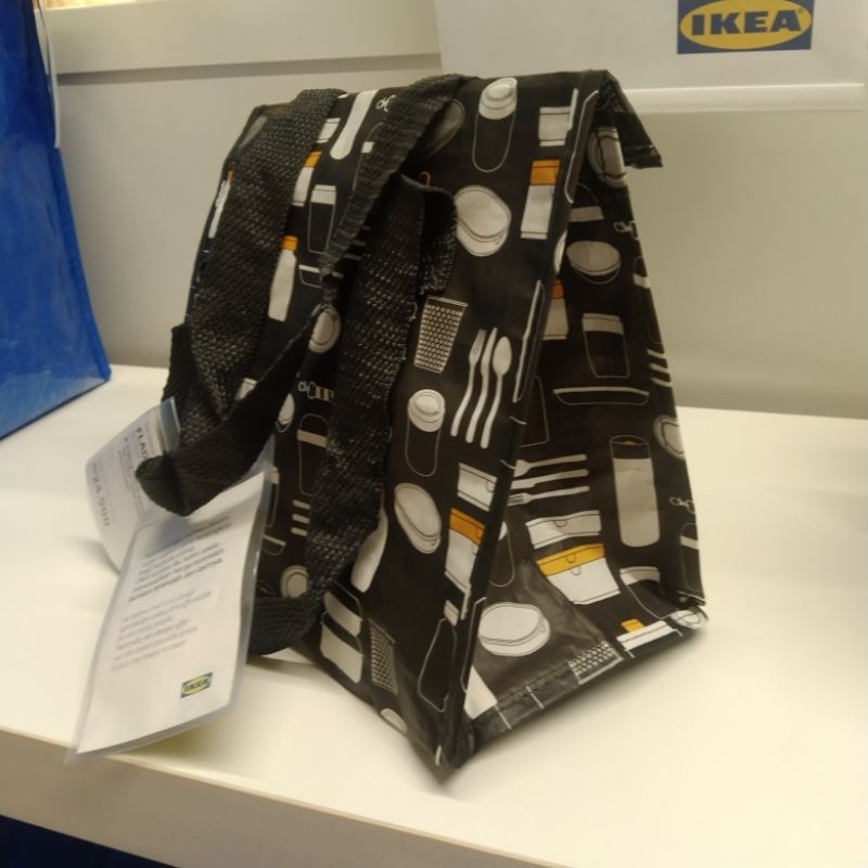 Tas Bekal Makan Hitam Plastik tipis tali panjang lem velcrow