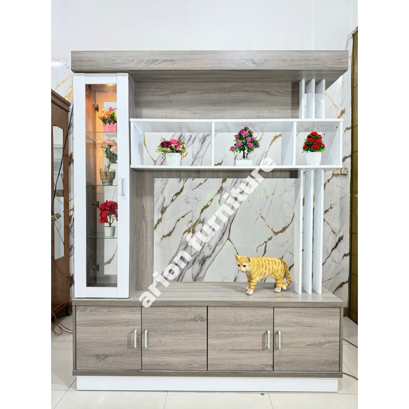 Partisi penyekat ruangan/ Bufet tv partisi/ penyekat Ruangan 2 sisi/ Lemari depan belakang