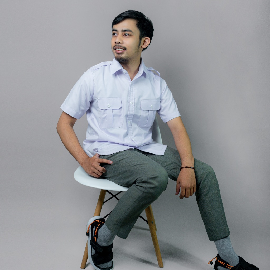 Khaf97 Kemeja kerja Lapangan Pria Wanita Lengan Pendek katun Oxfoard Seragam Kantoran Hem Putih Pns