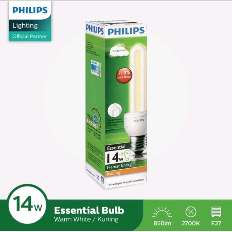 Lampu Philips  | ESSENTIAL 14 Watt Warm White | Kuning E27