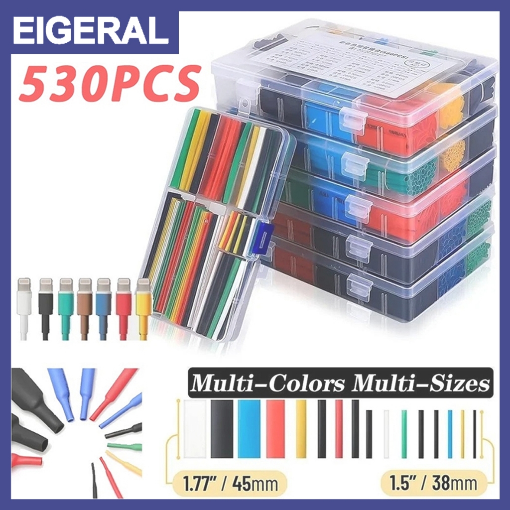 530pcs Set Kabel Bakar Heat Shrink Bahan Polyolefin Warna Warni Selang Bakar Kabel Isolasl Bakar  Se