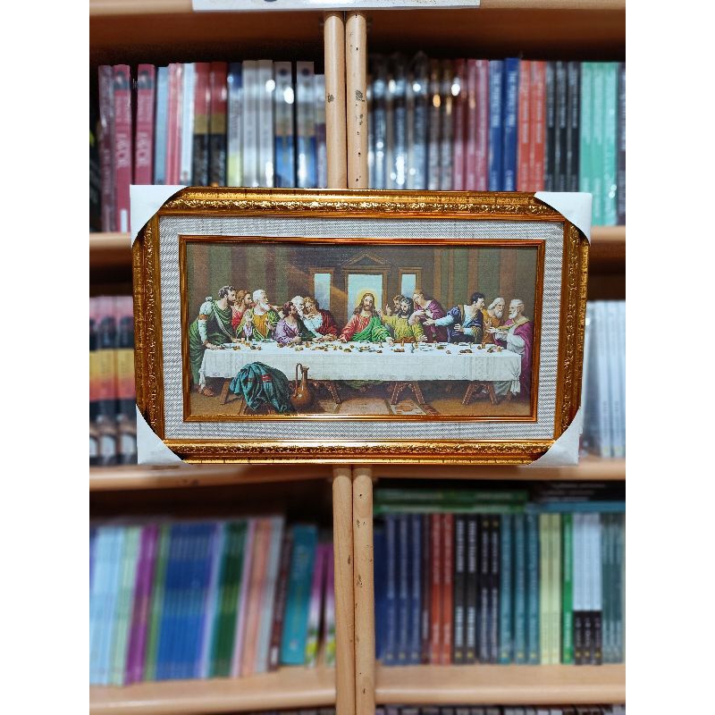 Hiasan dingding gambar lukisan perjamuan Kudus gambar Yesus 47,5x28cm