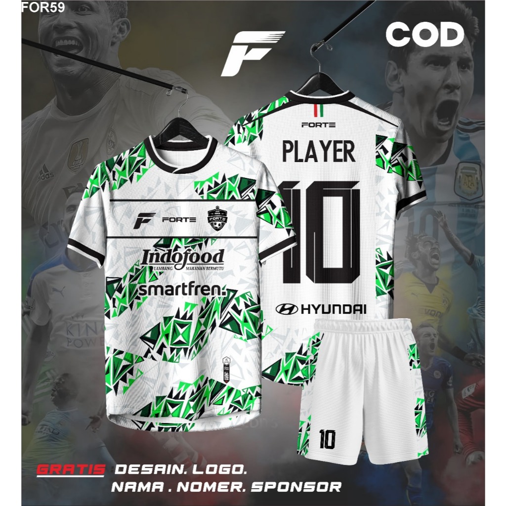 JERSEY FUTSAL CUSTOM DESAIN NAMA NOMER PUNGGUNG SUKA-SUKA HIJAU PUTIH KEKINIAN DEWASA ANAK KEREN