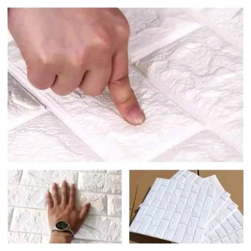 wallpaper Dinding foam 3d motif bata putih