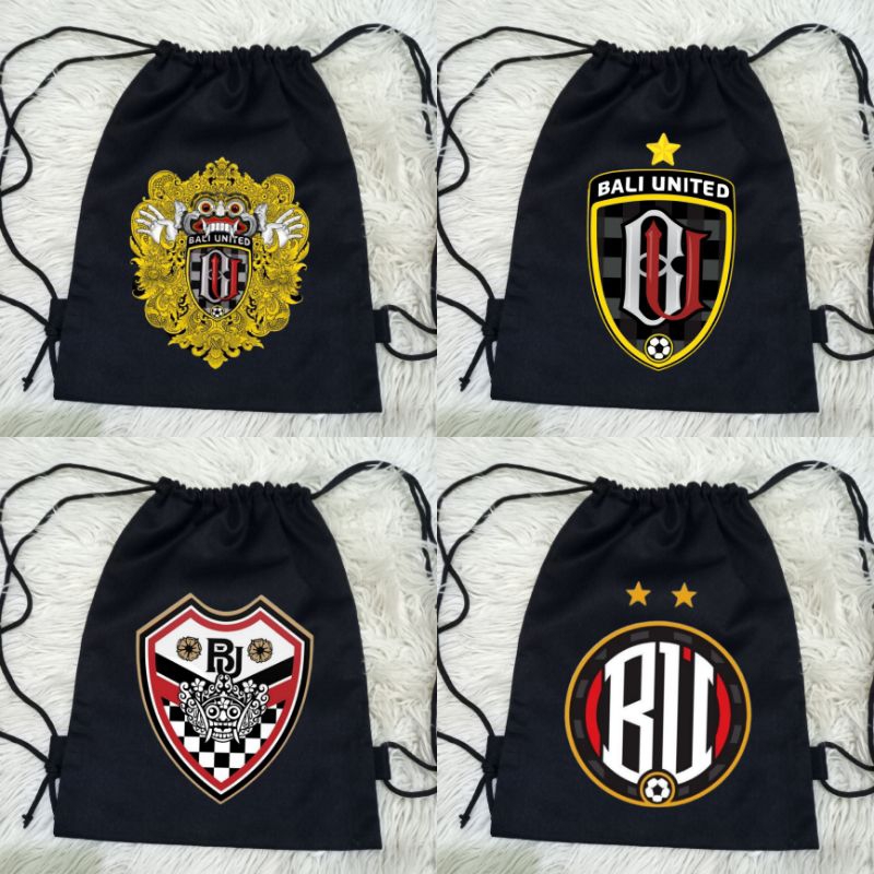 Tas Serut Logo Bola Bali United 100% Baby Kanvas Tebal / Tas Sekolah Sports Bali United Liga Indones