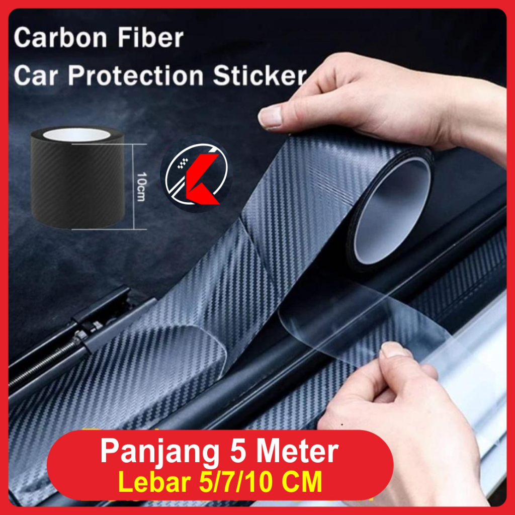 Stiker Karbon Mobil-Stiker Pijakan Pintu Mobil-Stiker Bemper Mobil- 3D Nano Karbon Anti Gores