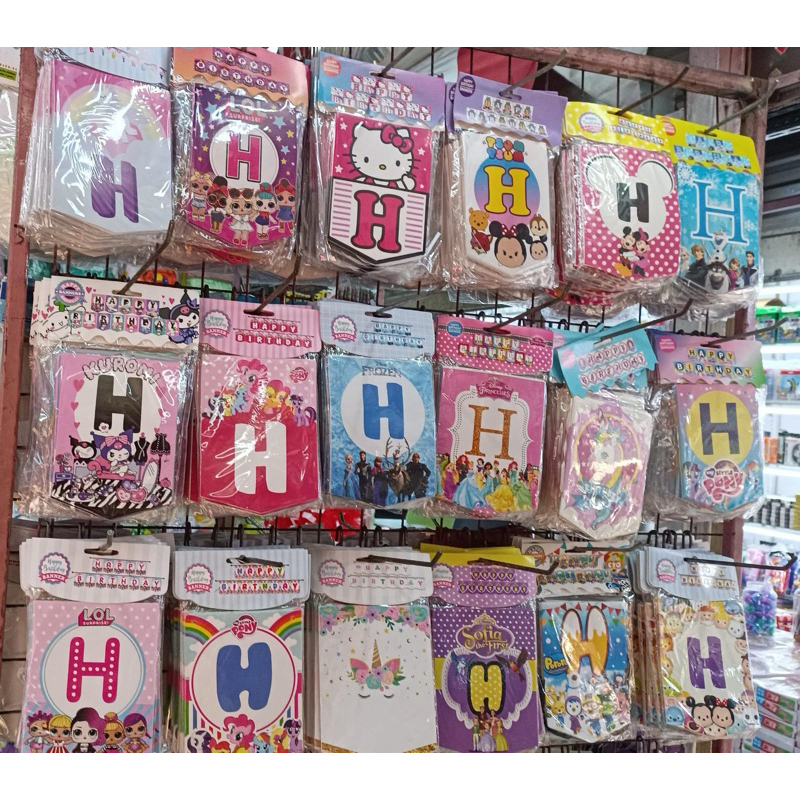 Banner ultah anak karakter / banner tulisan Happy birthday/   / Banner Happy Birthday sanRio tsum ts