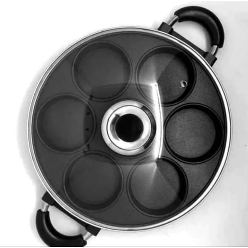 Cetakan Kue Lumpur Cetakan Martabak Mini Teflon 7 Lubang Datar