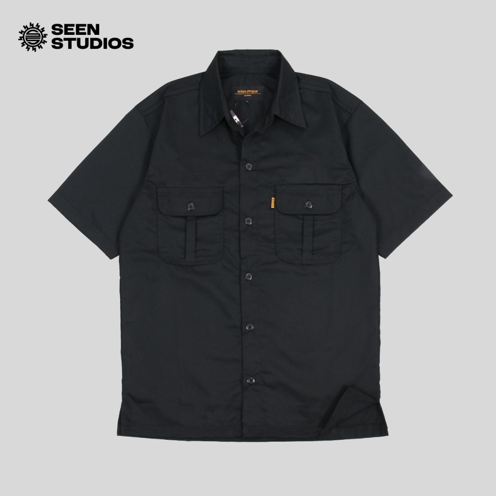 Workshirt Polos - Kemeja Workshirt Polos Pria Hitam Noise Project Original