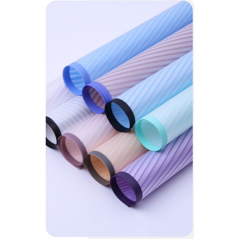 

KERTAS BUKET CELLOPHANE [20 LBR] KERTAS KADO BUNGA HIDUP BUNGA PALSU Bening Motif Print Garis