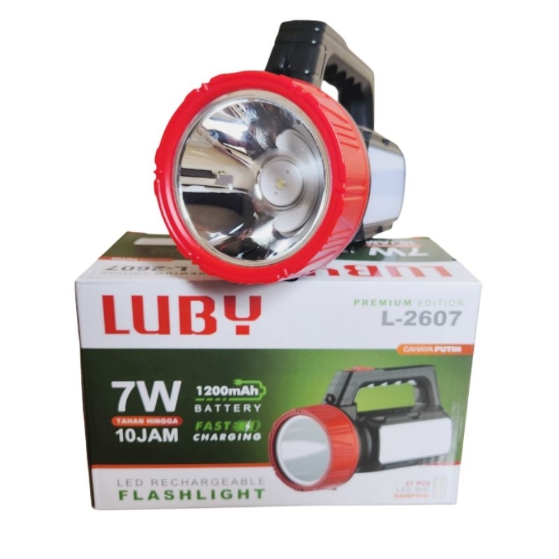 luby L- 2607 senter cas led emergency rechargerable handlight baterai lithium