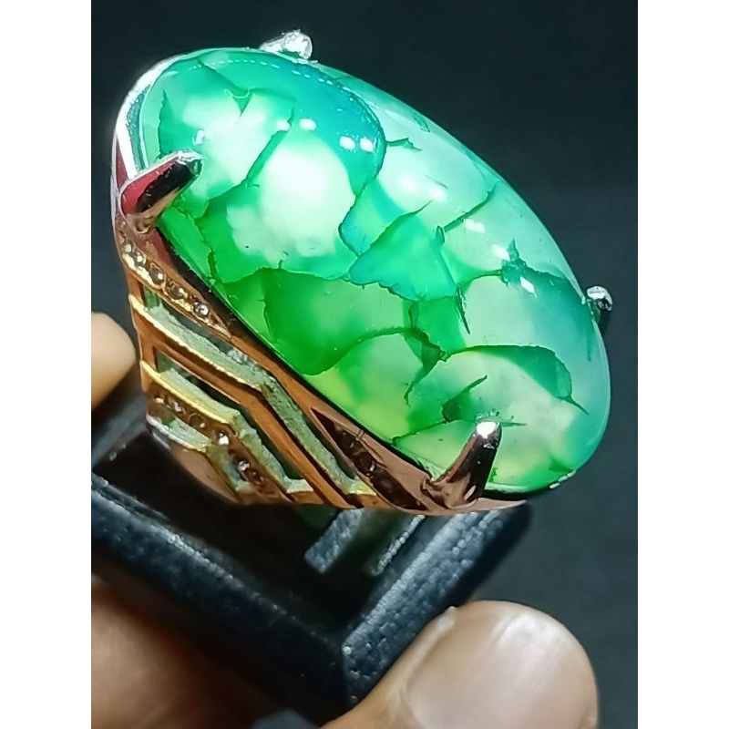 Cincin Batu Pandan Motip Hijau