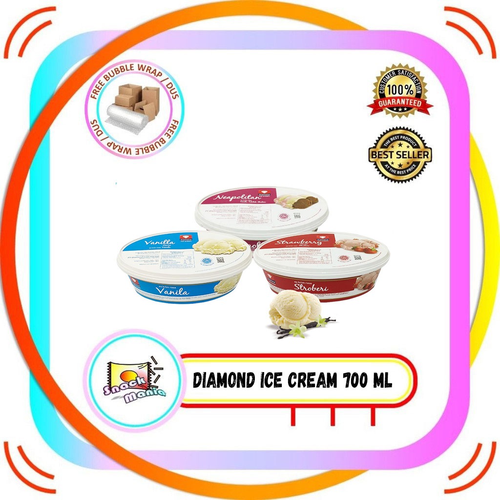 

DIAMOND Ice Cream Es Krim 700ml Vanilla Neapolitan Strawberry Coklat