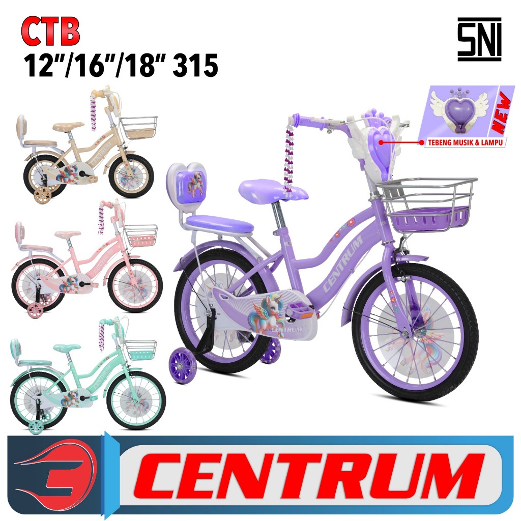 Sepeda Anak Cewek Perempuan  Bmx Mini Centrum CTB 315 Ban Pompa Ukuran 12 Inch , 16 Inch dan 18 Inch