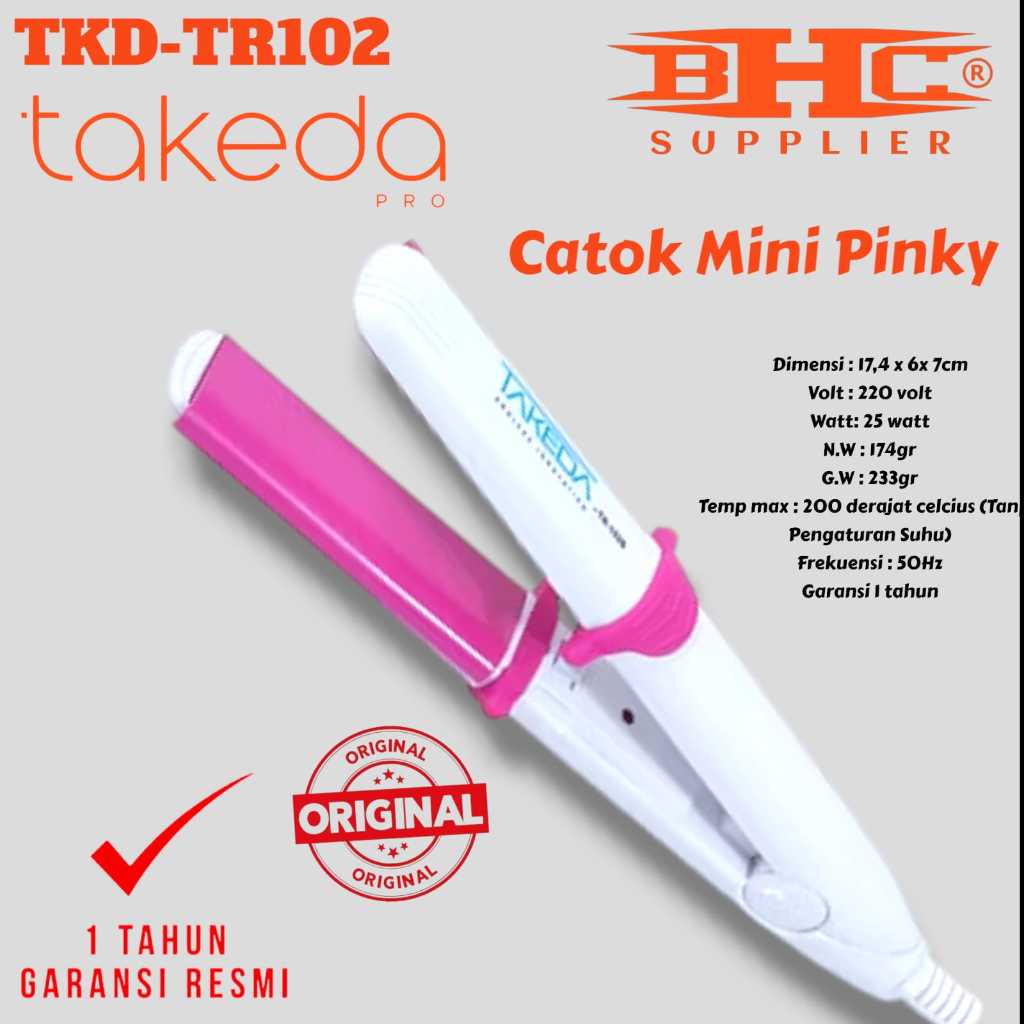 TKD-TR102 Mini Pinky Takeda Pro Catokan Rambut Original Pelurus Rambut Nano Red Catok Garansi Resmi 