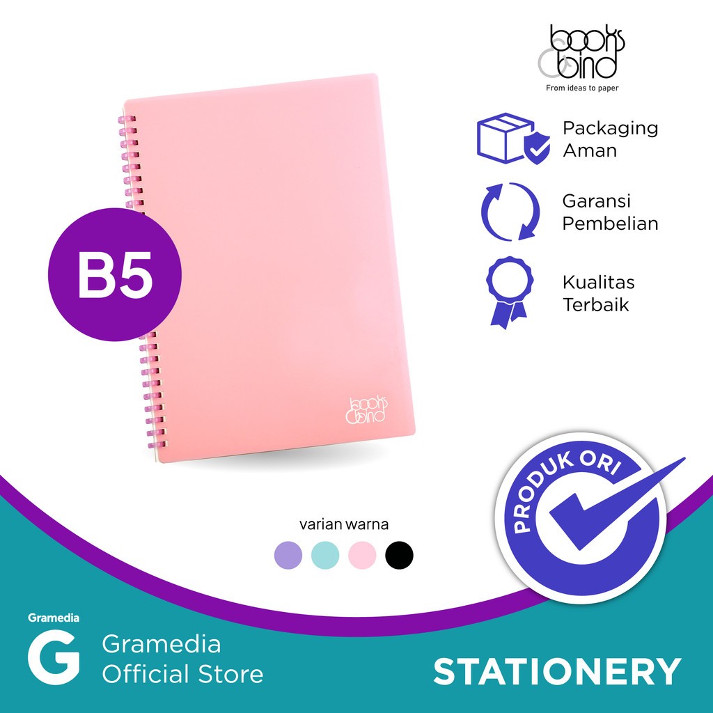 

Gramedia Supratman | Books&Bind Soft Spiral Notebook Pp B5 Pink